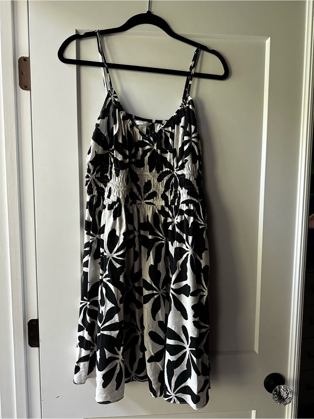 Black & White Floral Top - Women's Spaghetti Strap Tunic